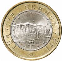 (2020) Монета Турция 2000 год 1 лира "Национальное Собрание. 100 лет"  Биметалл  UNC
